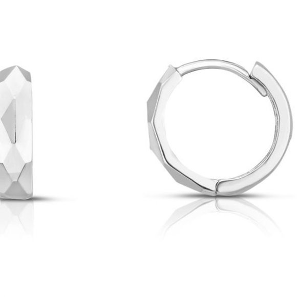 12.9mm Diamond Cut+Polished Circle Huggie Earring